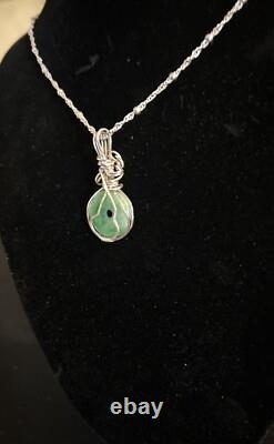 Beautiful Vintage Designer Made Sterling Silver Jade Pendant