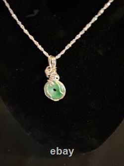 Beautiful Vintage Designer Made Sterling Silver Jade Pendant