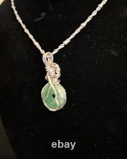 Beautiful Vintage Designer Made Sterling Silver Jade Pendant