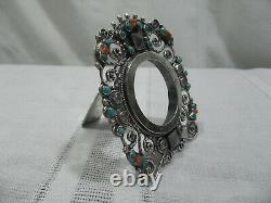 Beautiful Vintage Taxco Made Sterling Silver Frame with Varying Inlaid Gems