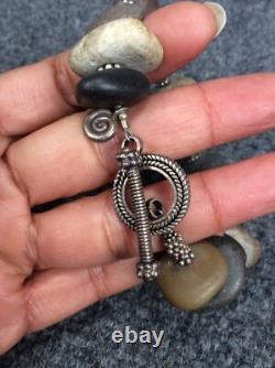 Beautiful artisan hand made sterling Silver 925 brown black stone Bracelet