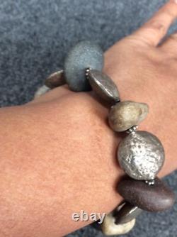 Beautiful artisan hand made sterling Silver 925 brown black stone Bracelet