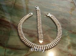 Beautiful preowned sterling silver necklace & bracelet, made in Italy -130 grams