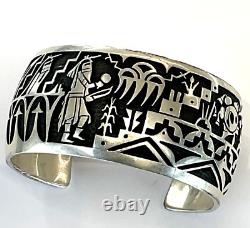 Beautifully Made Sterling Silver Hopi Cuff Bracelet with Intricate Detail