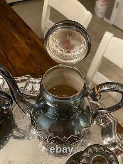 Big German Eugene Ferner Hand Made Sterling Silver Coffee / Tea Set Candlesticks