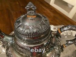 Big German Eugene Ferner Hand Made Sterling Silver Coffee / Tea Set Candlesticks