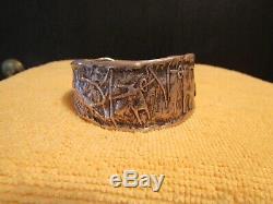 Bill Worrell' Southwest Shaman Effigy 3 Oz. Sterling Silver Cuff Made 10/21/91