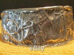 Bill Worrell' Southwest Shaman Effigy 3 Oz. Sterling Silver Cuff Made 10/21/91