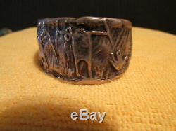 Bill Worrell' Southwest Shaman Effigy 3 Oz. Sterling Silver Cuff Made 10/21/91