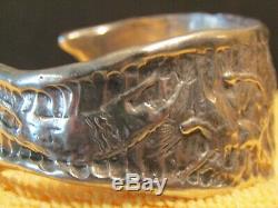 Bill Worrell' Southwest Shaman Effigy 3 Oz. Sterling Silver Cuff Made 10/21/91