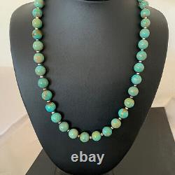 Blue Green Royston Turquoise Navajo Pearls Sterling Silver Necklace 1379