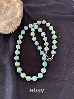 Blue Green Royston Turquoise Navajo Pearls Sterling Silver Necklace 1379