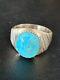 Blue Kingman Turquoise Southwestern Navajo Sterling Silver Ring Size 11 14146