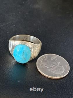 Blue Kingman Turquoise Southwestern Navajo Sterling Silver Ring Size 11 14146