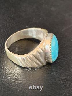 Blue Kingman Turquoise Southwestern Navajo Sterling Silver Ring Size 11 14146