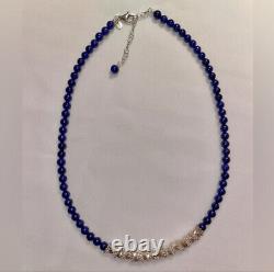 Blue Lapis Sterling Silver Beaded Necklace made in Italy
