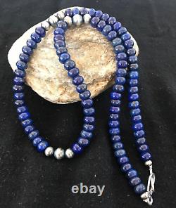 Blue Lapis Sterling Silver Pueblo Navajo Mens Necklace 22 8371