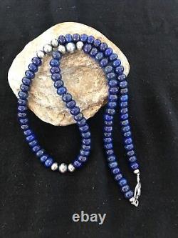 Blue Lapis Sterling Silver Pueblo Navajo Mens Necklace 22 8371