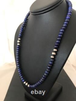 Blue Lapis Sterling Silver Pueblo Navajo Mens Necklace 22 8371