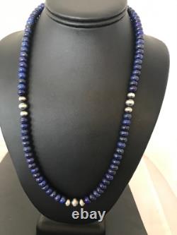 Blue Lapis Sterling Silver Pueblo Navajo Mens Necklace 22 8371