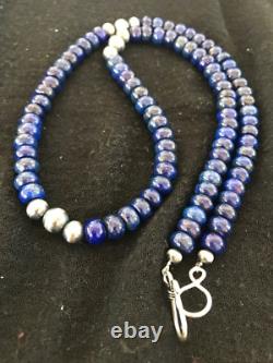 Blue Lapis Sterling Silver Pueblo Navajo Mens Necklace 22 8371