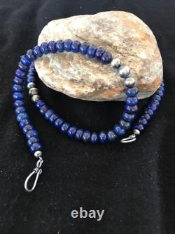 Blue Lapis Sterling Silver Pueblo Navajo Mens Necklace 22 8371