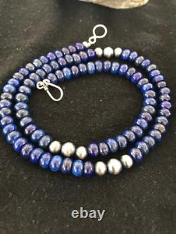Blue Lapis Sterling Silver Pueblo Navajo Mens Necklace 22 8371