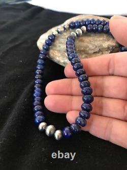 Blue Lapis Sterling Silver Pueblo Navajo Mens Necklace 22 8371