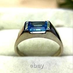 Blue Topaz Ring 925 Sterling Silver Engagement Ring Jewelry Crush Gift for Love