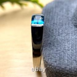 Blue Topaz Ring 925 Sterling Silver Engagement Ring Jewelry Crush Gift for Love