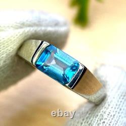 Blue Topaz Ring 925 Sterling Silver Engagement Ring Jewelry Crush Gift for Love