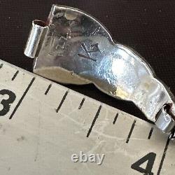 Blue Turquoise Chip Inlay Navajo Sterling Silver Old Pawn Watch Tips 18170