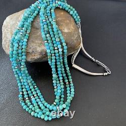 Blue Turquoise Heishi Bead Navajo Sterling Silver Necklace 22 10921