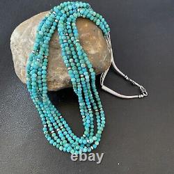 Blue Turquoise Heishi Bead Navajo Sterling Silver Necklace 22 10921