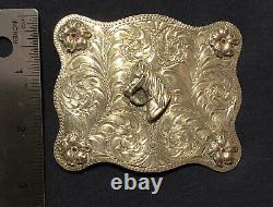 Bohlin Type Hand Made Sterling Silver Western Horse Whisperer Belt Buckle