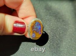Boho Opal Ring Sterling Silver Size 9.5 Australian Boulder made by Moon Haus