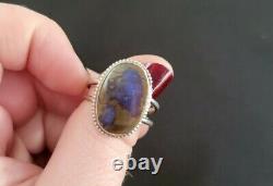 Boho Opal Ring Sterling Silver Size 9.5 Australian Boulder made by Moon Haus