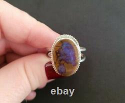 Boho Opal Ring Sterling Silver Size 9.5 Australian Boulder made by Moon Haus