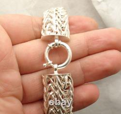 Bold Hand-made Domed Interlocked Oval Bracelet REAL 925 Sterling Silver QVC