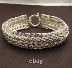 Bold Hand-made Domed Interlocked Oval Bracelet REAL 925 Sterling Silver QVC