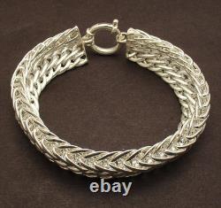 Bold Hand-made Domed Interlocked Oval Bracelet REAL 925 Sterling Silver QVC
