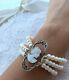 Bracelet antique style 9 kt gold cameo 925 Pearl diamonds gemstone made in italy