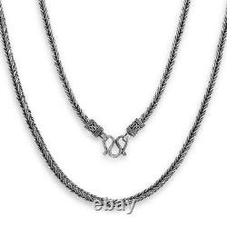 Braided chain in different length, made of solid 925 sterling silver