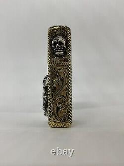 Brass, Armor Wall Zippo Lighter Sterling Silver Accents Hand Engraved Made USA