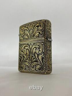 Brass, Armor Wall Zippo Lighter Sterling Silver Accents Hand Engraved Made USA