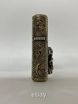 Brass, Armor Wall Zippo Lighter Sterling Silver Accents Hand Engraved Made USA