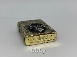 Brass, Armor Wall Zippo Lighter Sterling Silver Accents Hand Engraved Made USA