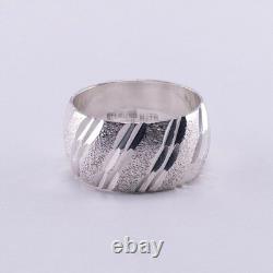 British-made sterling silver (925) vintage wide ring, 10 width, size 13