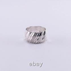 British-made sterling silver (925) vintage wide ring, 10 width, size 13