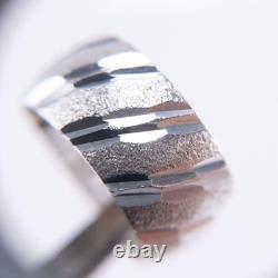 British-made sterling silver (925) vintage wide ring, 10 width, size 13